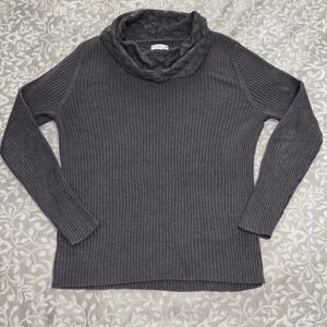 "Croft & Barrow Cable Knit Sweater Gray Women's Large Ribbed Cowl Neck